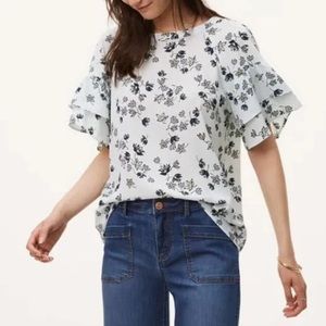 Loft Ann Taylor Fleur Tiered Sleeve- Size Medium